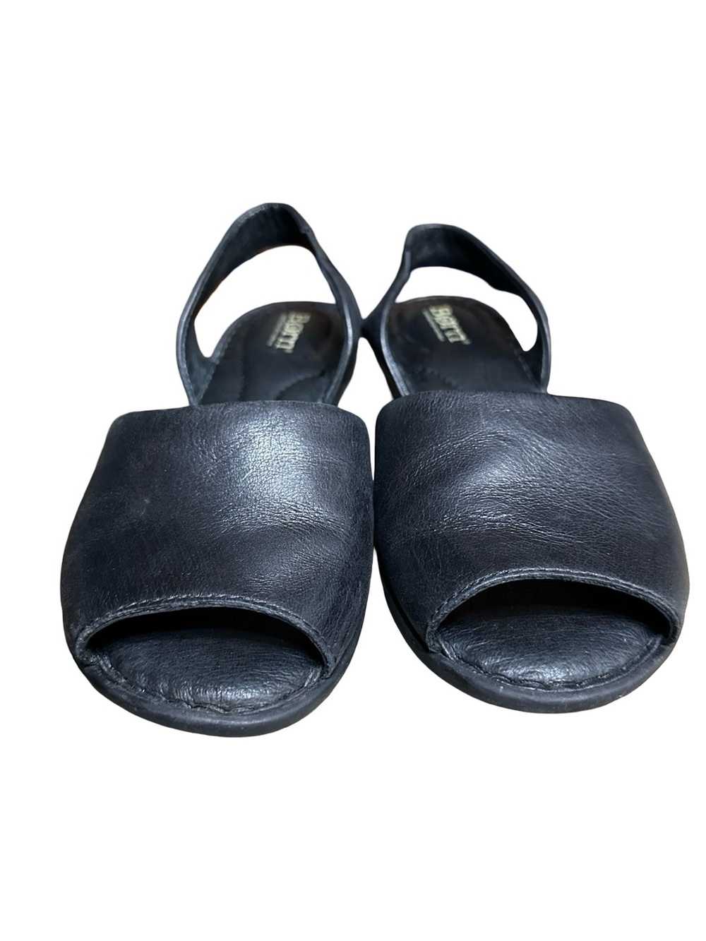 Born Trang leather peep toe slingback sandals in black Size 7 Casual Flats - Picture 3 of 8